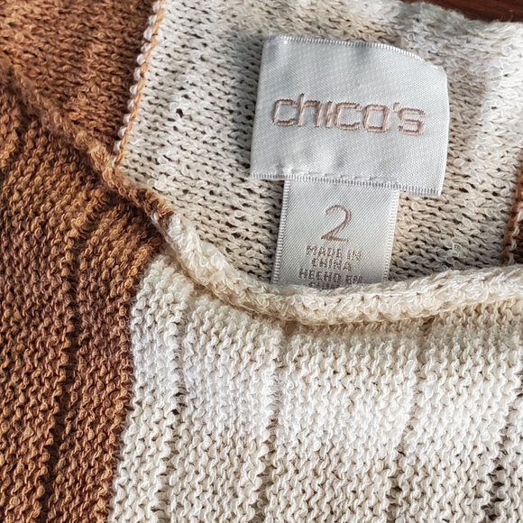 Chico's pullover sweater brown & cream size 2 - Picture 8 of 9